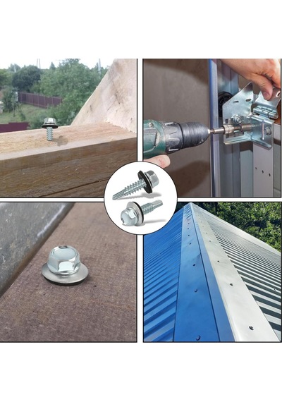Trapez Çatı Vidası 5.5x25 Mm 100 Adet Matkap Uçlu Sac Akıllı Vida Çatı Panel Metal Ağaç 1