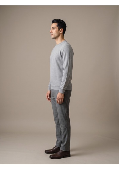 Maccali Erkek Açık Gri Selanik Bisiklet Yaka Sweatshirt