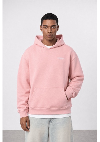 Respire Erkek Absofuckinlutely Baskılı Oversize Hoodie Pembe