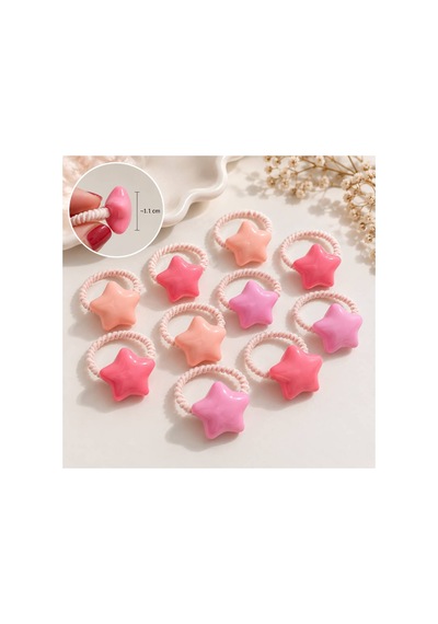Yıldız Figürlü Pembe Renkli Çocuk Saç Lastiği Seti 12 Adet Renkli Yıldız - 255601554 Renkli Yıldız - 255601554 Renkli Yıldız