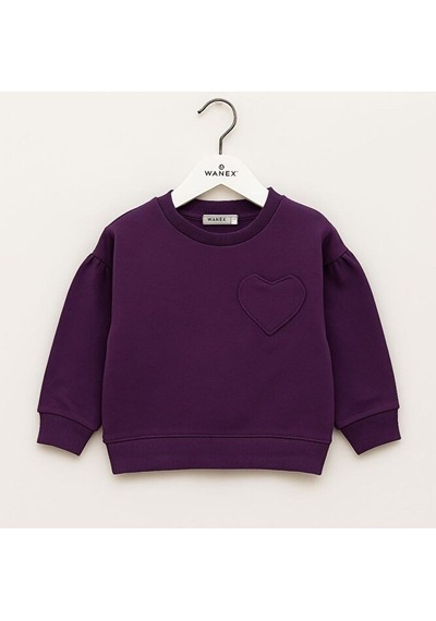 Kız Çocuk Kalp Detaylı Uzun Kollu Sweatshirt 2 7 Yaş Mor