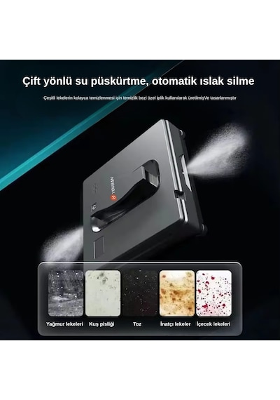 Sz4-21 Pureview Cam Silme Robotu Kumandalı Çift Yönlü Su Püskürtme Açık Gri