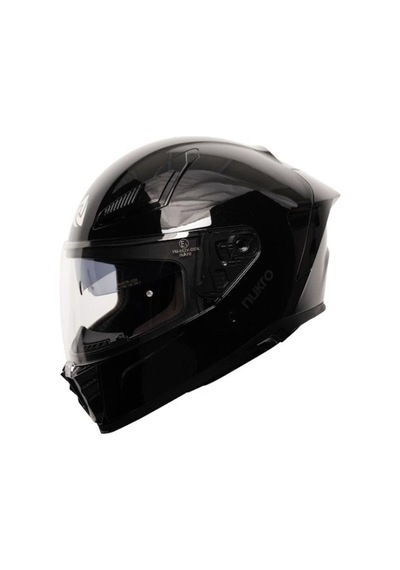 Nukro 853 Solid Gloss Black Full Face Kapalı Motosiklet Kaskı Parlak Siyah