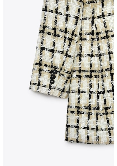 Zara Dokulu Uzun Kareli Blazer 2218/623 Çok Renkli