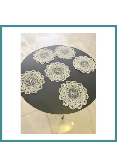 Bezos 6 Lı Dantel Kahve Sunumluğu 15x15 Cm Asorti Desenli Çeyizlik Sunumluk Mac Çok Renkli