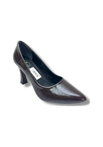 C-shoes 349-26 Kırışık Rugan Deri Kadın Stiletto Kahverengi