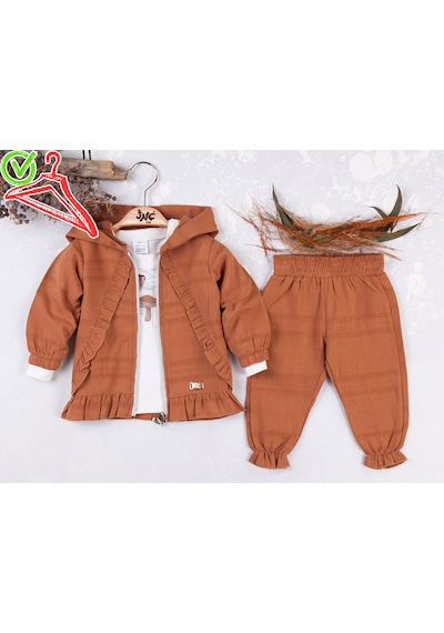 Crassi Kız Bebek Takım 3 Parça 00257 Kahverengi