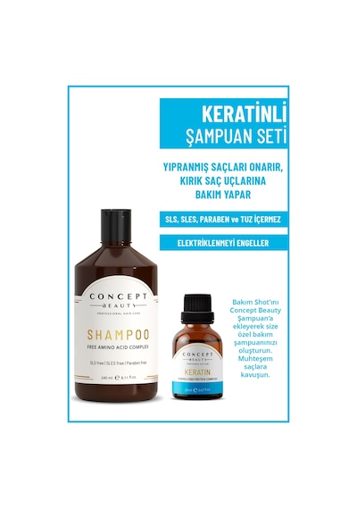Concept Beauty Keratinli Şampuan 240 ML + Keratin Shot 20 ML