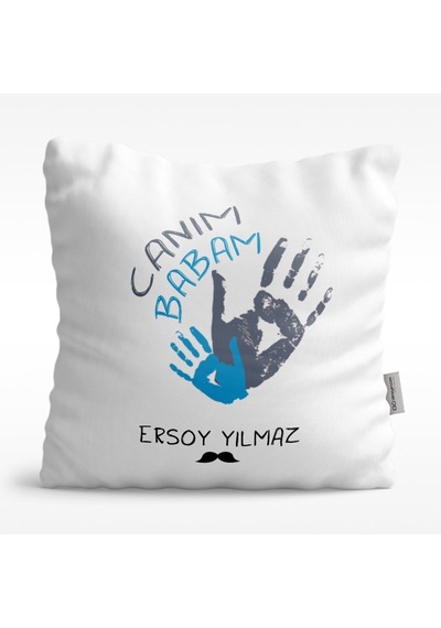 Kişiye Özel Canım Babam Tasarımlı Beyaz Saten Yastık - 1