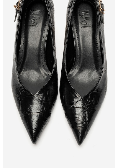 Luvi Shoes Archel Siyah Baskı Kadın Alçak Topuklu Ayakkabı
