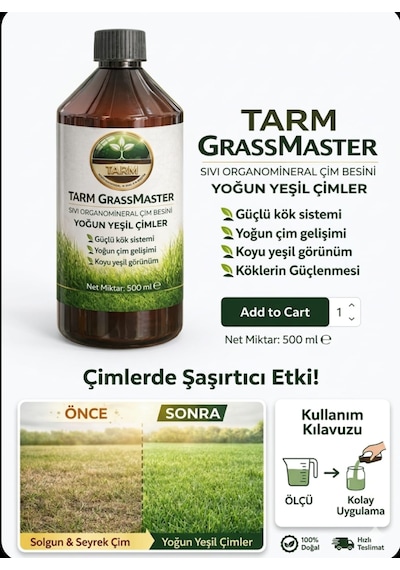 Grassmaster Sıvı Organomineral Çim Besini 500 Ml 500 CC