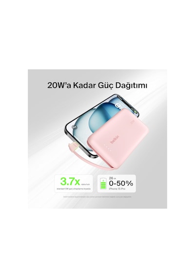 Belkin Boostcharge Power Bank, Entegre Kablolu Taşınabilir Şarj C Diğer