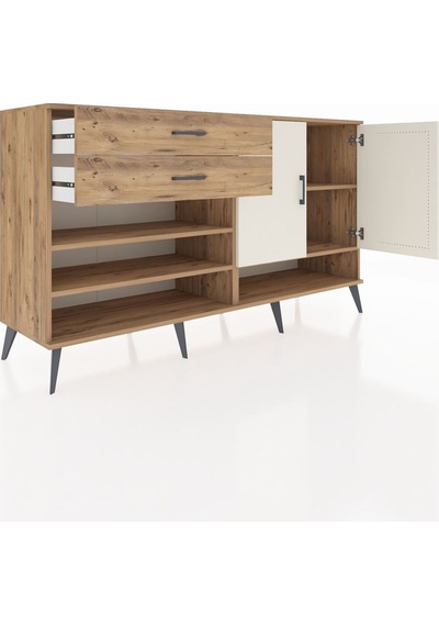 Hyperion Konsol 4 Raflı 2 Çekmeceli 2 Kapaklı 176x44x99 Çam-aytaş Çam-aytaşı/çam