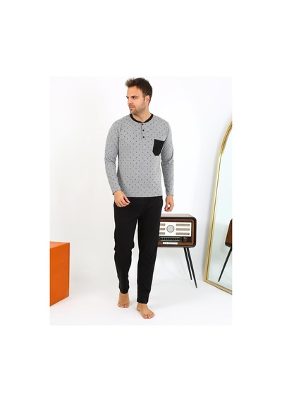 Akbeniz Erkek Uzun Kol Penye Füme Pijama Takımı 6861 Füme