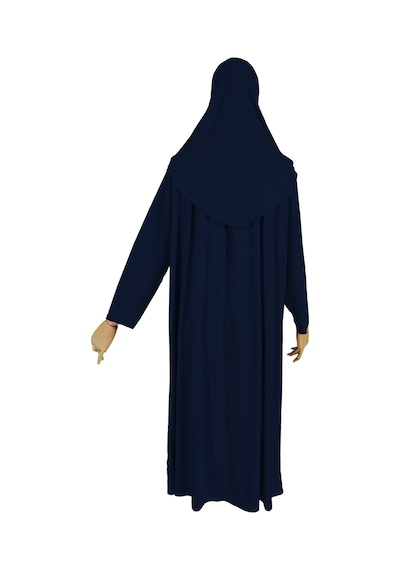 Pratik Tek Parça Organik Kız Çocuk Namaz Elbisesi Lacivert