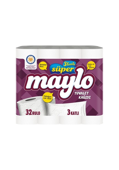 Maylo Süper 3 Katlı Tuvalet Kağıdı 32'li Paket - Ekstra Yumuşak Ve Dayanıklı 3'li Ekonomik Pake Tarı