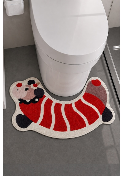 Chiliai Home 40x70 cm Dijital Kaymaz Yıkanabilir Banyo Paspası, Redgo