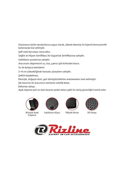 Rizline Honda Civic 2016-2021 Sedan İle Uyumlu 3d Araca Özel Havuzlu Paspas Bmy Açık Bej
