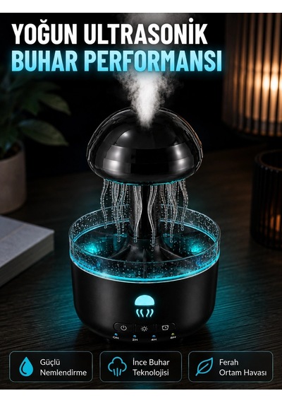 Mey İthalat Ultrasonik Denizanası Hava Nemlendirici Sessiz Çalışan Rgb Ortam Işıklı Aromaterapi Dif