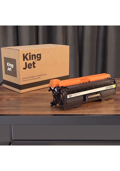 Kingjet Hp Uyumlu Ce742a Sarı Standart Kapasiteli Tekli Çipli Uyumlu  Toner Color Laserjet Professional Cp5225dn Uyumlu  Toner