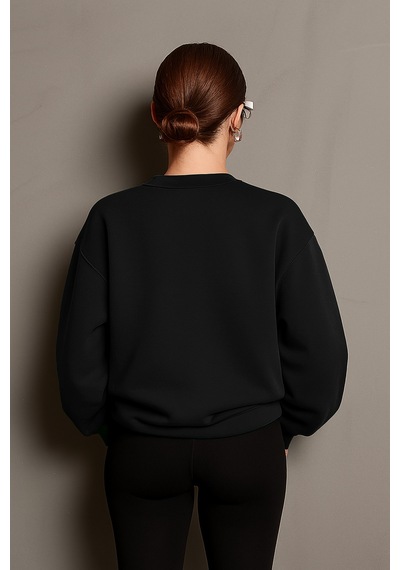 Uyguntarz Unisex Irides Serenity Baskılı Tasarım Oversize Sweatshirt siyah