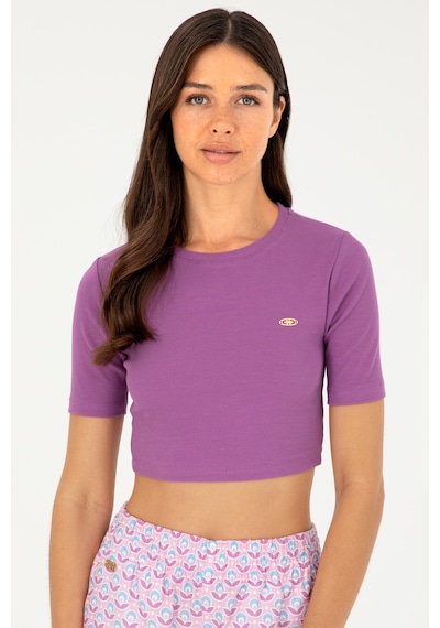 U.S. Polo Assn. Kadın Mor Bisiklet Yaka Crop Tişört 50281813-VR038