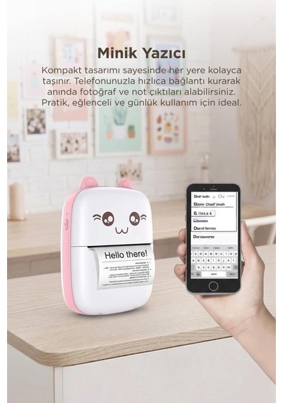 Premium Hediyelik Pratik Fotoğraf Yazıcı Termal C9 Pembe Diğer