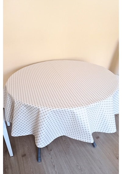 Altı Astarlı Yuvarlak Muşamba Masa Örtüsü - 140 Cm Çap - Elg9