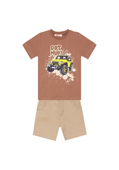 Araba Erkek Çocuk T-shirt Gabardin Şort Takım