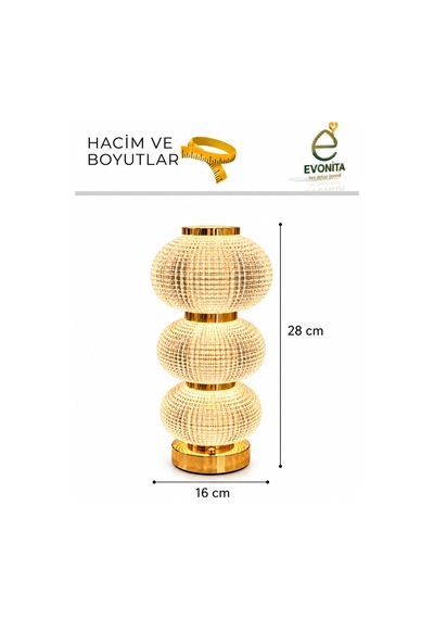 Evonıta Kristal Led Masa Lambası Gold Dekoratif Işıltılı Abajur Modern Salon Ve Komodin Lambası 58599687