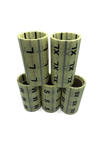 30 Mm Yuvarlak Şeffaf Üzeri Baskılı Beden Etiketi M 500 Lü Sarım Diğer