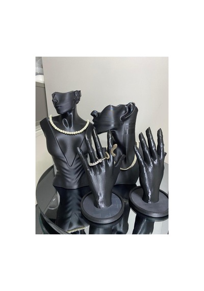 4lü Set Dekoratif Takı Organizer Manken Standı Makyaj Mücevher Kolye Tasarım Sergi Yüzük 21 Cm Dlc3d Siyah Ve Beyaz Set 20 Cm