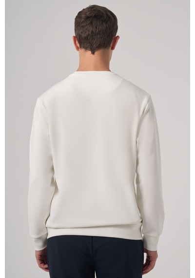 Morven Erkek Ekru Trend Baskılı Bisiklet Yaka Sweatshirt 26ks063007454 Ekru