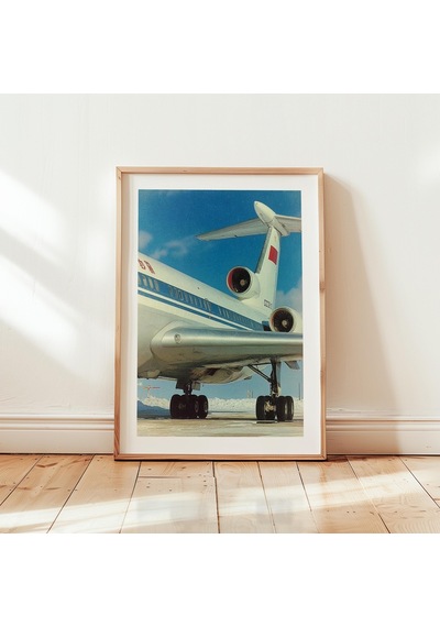 Pistte Duran Vintage Uçak Posteri Retro Havacılık Fotoğraf Baskısı Uçak Duvar Sanatı