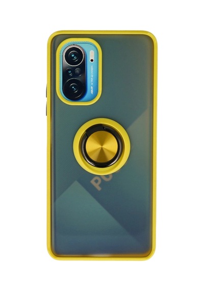 Xiaomi Redmi K40 Kılıf Montreal Yüzüklü Silikon Kapak - Sarı 0bebe