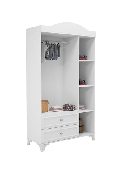 Baby Darling %100 Mdf Lisa 135cm 3 Kapaklı Dolap Beyaz Beyaz
