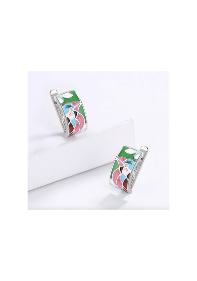 Glaze Bird El Yapımı Emaye 925 Ayar Gümüş Özel Tasarım Mavi Spinel Kuş Etnik Küpe Turkuaz