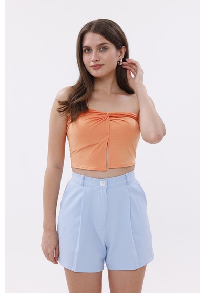 Genius Store Fundachoosesxgenius Kadın Pileli Şort İç Göstermez Lamineli Kadın Şort Pileli-şort Mavi