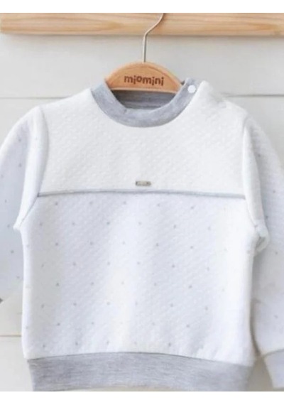 Miomini Baby Erkek Bebek Kapitone Sweatshirt Kadife Pantolonlu Takım-14958 Mavi