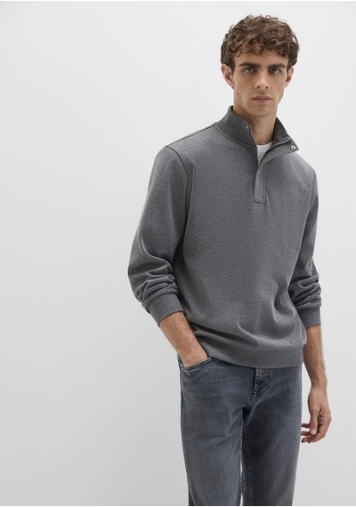 Mavi - Düğme Detaylı Dik Yaka Gri Sweatshirt 0s10472-80018 Gri