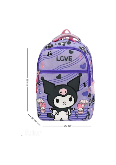 Yeni Sezon Love Kuro Desenli Kız Çocuk 2li Ortopedik Okul Çantasıseti Okul Çantası Beslenme Çantası Mor Pembe