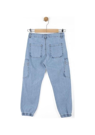 Nk Kids Çocuk Esnek İnce Kumaş Paçası Lastikli Kot Pantolon-15879 Mavi