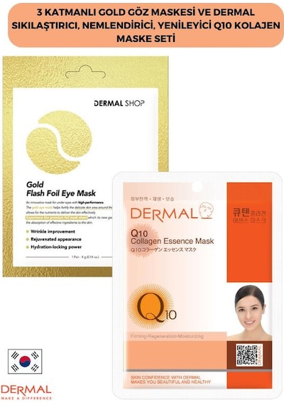 Dermal 3 Katmanlı Gold Göz Maskesi + Q10 Kolajen Maskesi
