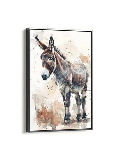 Donkey Figürlü Watercolor Duvar Tablosu 50x70cm - Pvc Canlı Uv Baskı Çerçevesiz Tablo