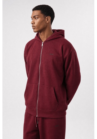 Erkek Respire Basic Oversize Zip Bordo