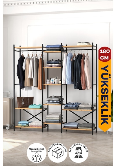 10 Raflı Metal Gardırop Metal Portmanto Açık Gardırop Elbise Dolabı Vestiyer Openix Çam 10 Raflı Metal Gardırop Metal Portmanto Açık Gardırop Elbise Dolabı Vestiyer Openix Çam