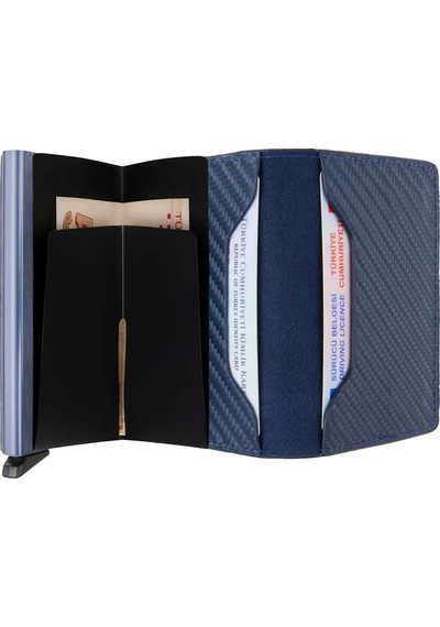 Walsmart Book Carbon Akıllı Mekanizmalı Deri Cüzdan Lacivert
