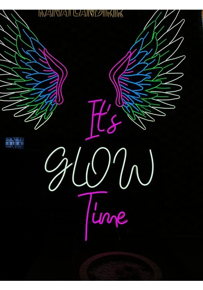 It's Glow Time Yazılı Neon Tabela Pembe