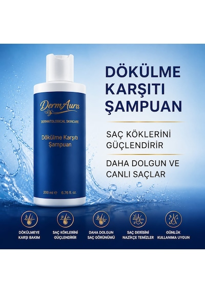 Dermaura Dökülme Karşıtı Kafein & Biotin İçerikli Güçlendirici Saç Bakım Şampuanı 200 ML