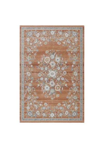 Cool Halı Floor Somon Vintage Floral Çiçekli Salon Oturma Odası Robot Süpürge Uyumlu Pati Dostu Halı Turuncu